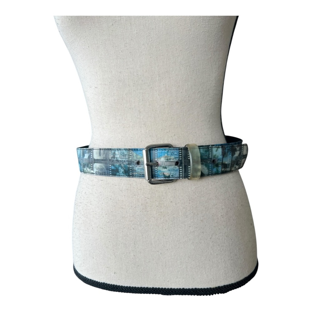 Vintage Blue Patterned Belt Size S - Picture 1 of 7